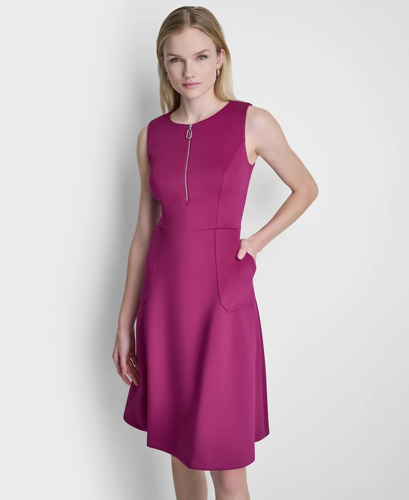Dkny Women's Sleeveless Zip-Front Crewneck Dress
