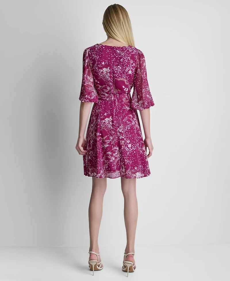 Dkny Women's Surplice V-Neck Balloon-Sleeve Dress