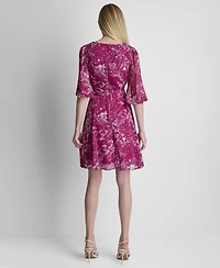Dkny Women's Surplice V-Neck Balloon-Sleeve Dress