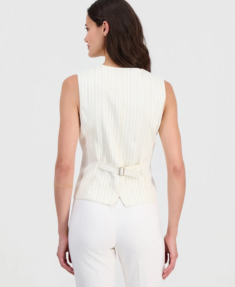 T Tahari Women's Sleeveless Button-Front Vest