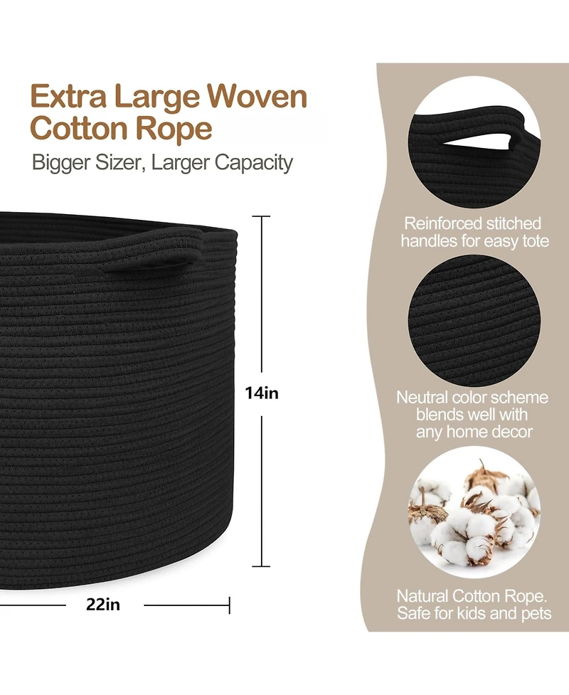 Gnuadz Rope Blanket Basket Storage Bin Organizer Wicker Box 88L Gift