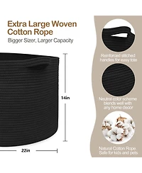 Gnuadz Rope Blanket Basket Storage Bin Organizer Wicker Box 88L Gift