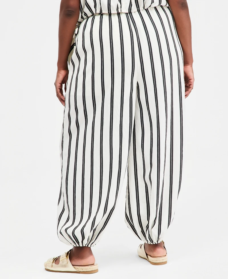 On 34th Trendy Plus Emma Striped Balloon-Leg Pants, Macy's Exclusive