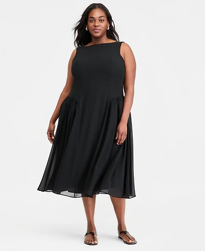 On 34th Trendy Plus Drop-Waist Midi Dress, Macy's Exclusive