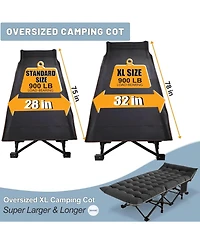 Aboron Xxl Folding Camping Cot with Mat: 78"x32"x18". Heavy Duty 1200D Oxford Portable Travel Bed Carry Bag. Durable Outdoor Gear.