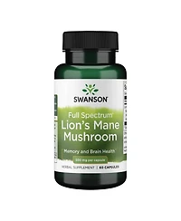 Swanson Lion's Mane Mushroom Capsules 500 mg Each, 60 Capsules Herbal Supplement Supporting Cognitive Function