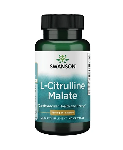 Swanson L-Citrulline Malate Amino Acid Supplement, Energy Production and Blood Circulation, Natural Formula for Overall Wellness, 750 mg, 60 Capsules