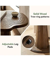 Tribesigns Solid Wood End Table, 20.87" Small Round Pedestal Side Table with Tree-Ring Patterns