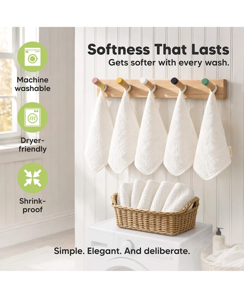 KeaBabies 10 Pack Lyra Muslin Baby Washcloths Large 12x12 Soft Absorbent Cotton Wash Cloths Burp Rags Face Cloth Towel