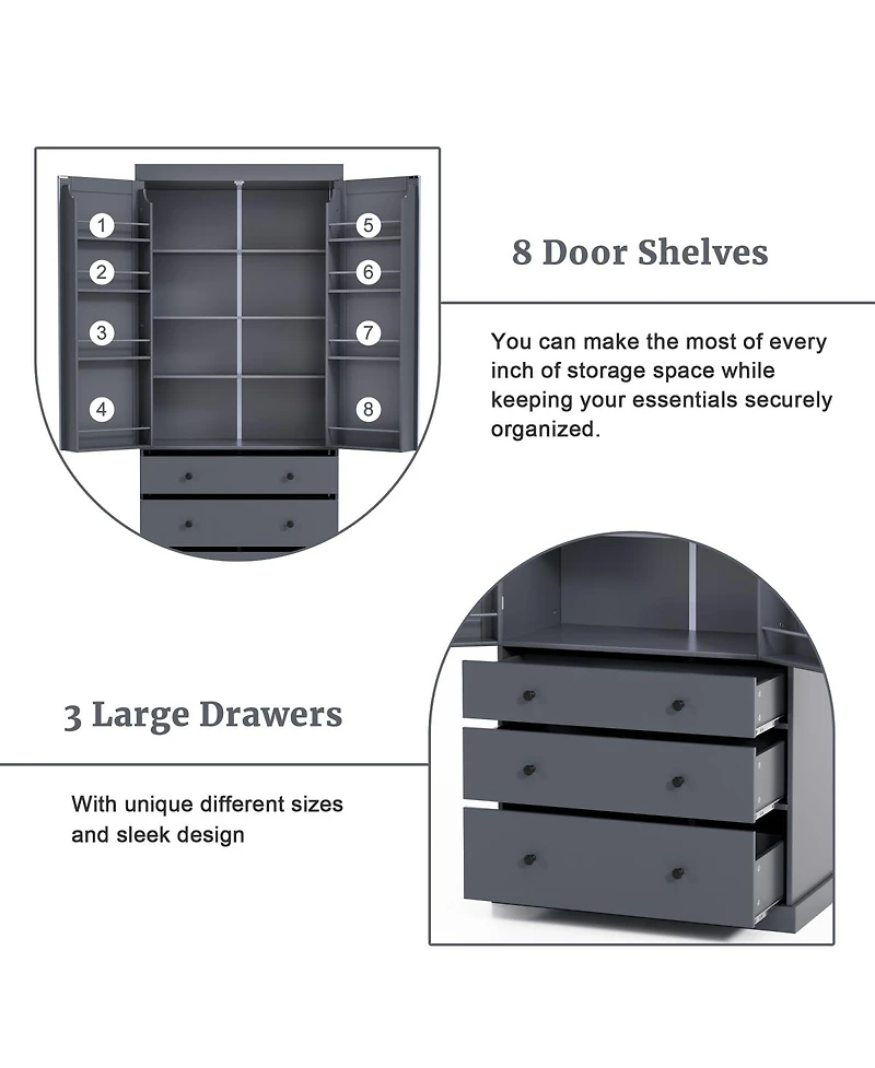 Streamdale Furniture Farmhouse Pantry Cabinet with Shelves and Drawers