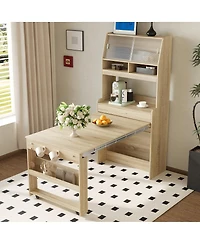 Streamdale Furniture Multifunctional Buffet Hutch with Foldable Dining Table