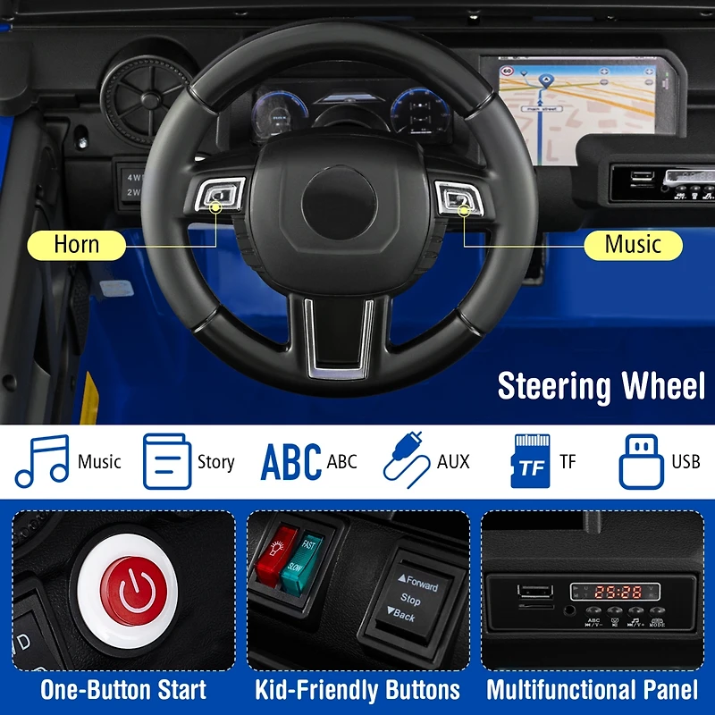 Slickblue Kids 24V Ride-On Car, 2-Seater with Remote Control and 4WD Switchable