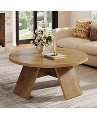 Tribesigns Round Coffee Table, 39.37" Wooden Circle Coffee Table with Splayed Legs