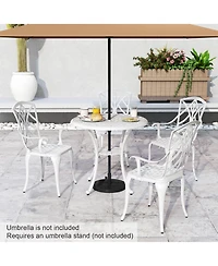Sugift 31.5 in Round Patio Dining Table for 4 Cast Aluminum with 2 in Umbrella Hole, 29 in Height for Outdoor