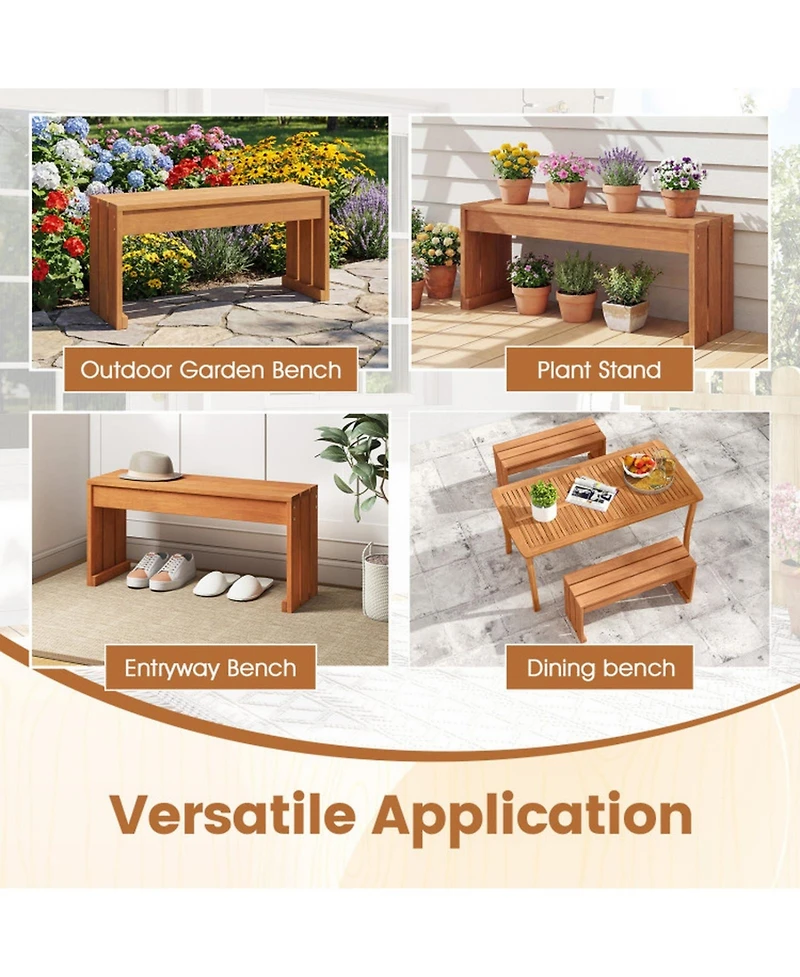 Sugift 2-Person Outdoor Bench with Solid Wooden Frame for Backyard