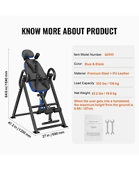 Mecale 300 lbs Inversion Table Back Stretcher with Adjustable Protective Belt