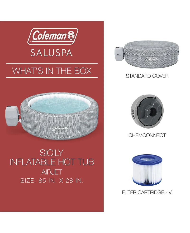 Coleman SaluSpa Sicily AirJet Inflatable Hot Tub with 180 Soothing Jets