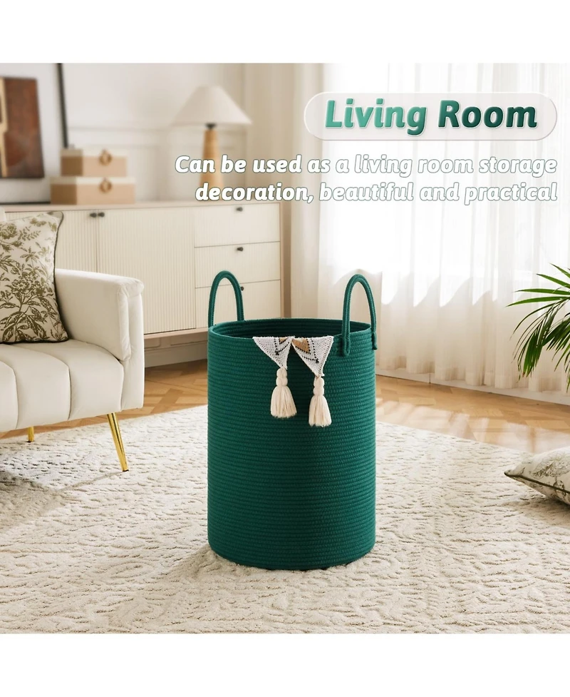 Gnuadz Woven Cotton Rope Hamper for Clothes Storage