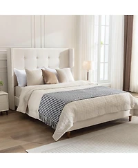 Lucky One Peyton Upholstered Queen Bed / 54" High Headboard / Traditional Hand Buttoned Tufting