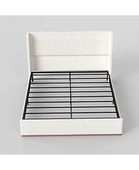 Lucky One Upholstered Bed Frame, 47" Luxury Wingback Headboard