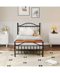 gaomon Metal Platform Bed Frame with Graphic Headboard Under Bed Storage