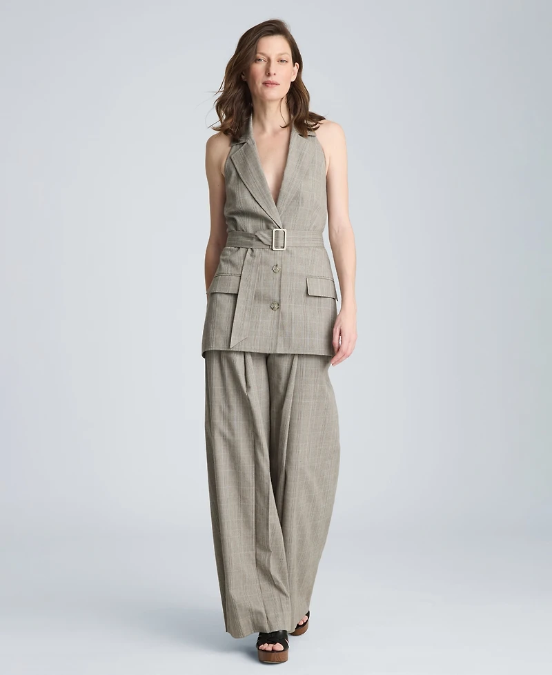 Kenneth Cole Women's Sleeveless Belted Notch Collar Vest