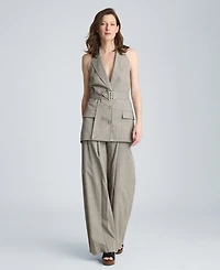 Kenneth Cole Women's Sleeveless Belted Notch Collar Vest