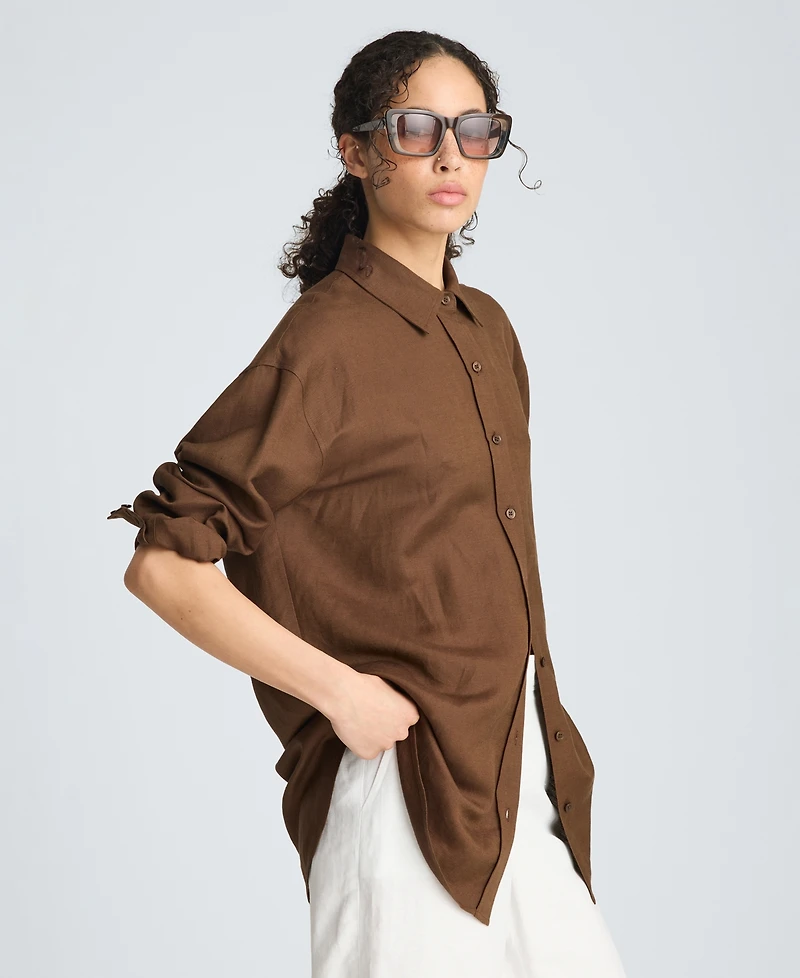 Kenneth Cole Women's Drop Shoulder Boyfriend Shirt