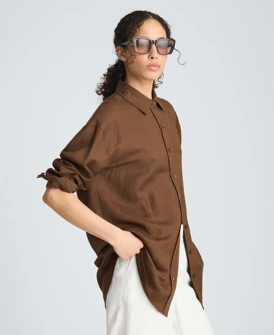 Kenneth Cole Women's Long-Sleeve Button-Front Top