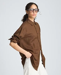 Kenneth Cole Women's Drop Shoulder Boyfriend Shirt