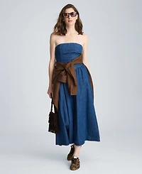 Kenneth Cole Women's Cotton Strapless Bustier Midi Dress