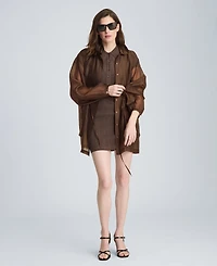 Kenneth Cole Women's Variegated Ribbed Collared Neck Polo Sweater Dress