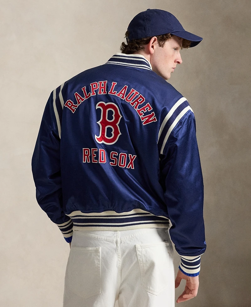 Polo Ralph Lauren Men's Striped Ribbed Baseball Collar Jacket