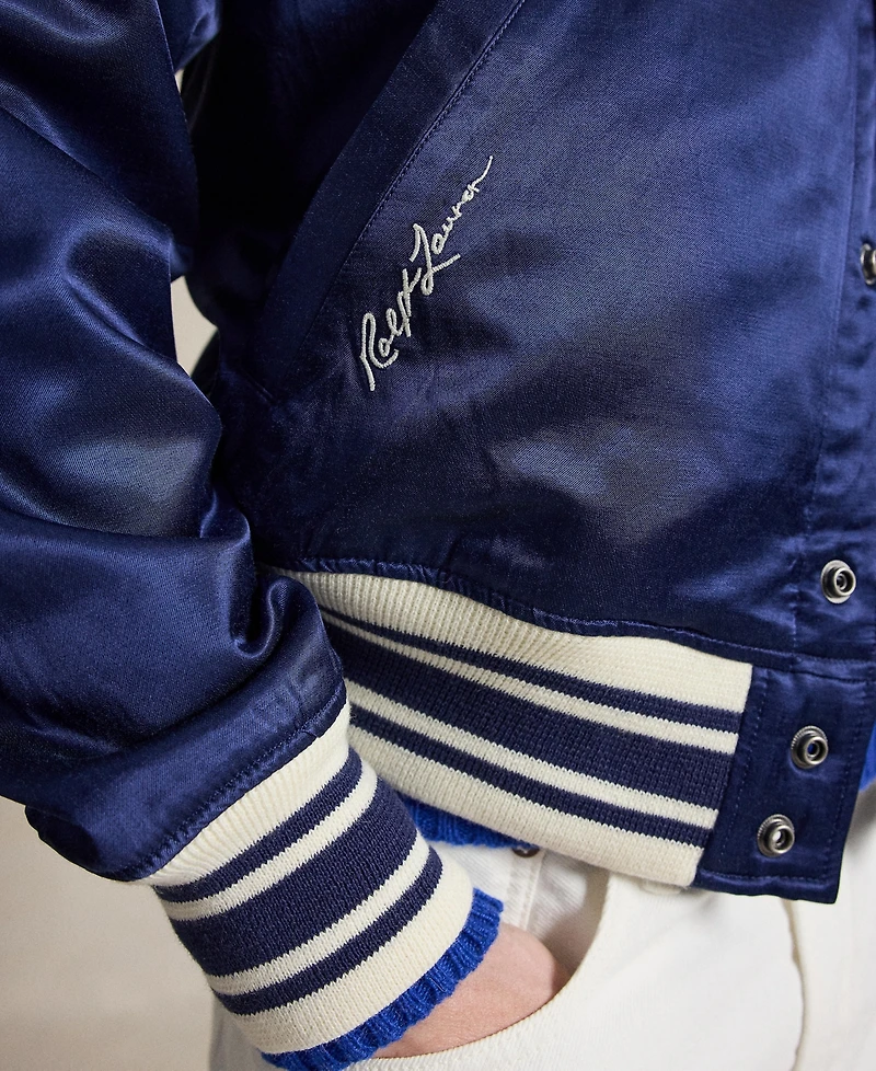 Polo Ralph Lauren Men's Striped Ribbed Baseball Collar Jacket