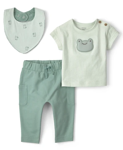 Carter's Baby Boys' Short-Sleeve T-Shirt, Bib and Pants, 3-Piece Set