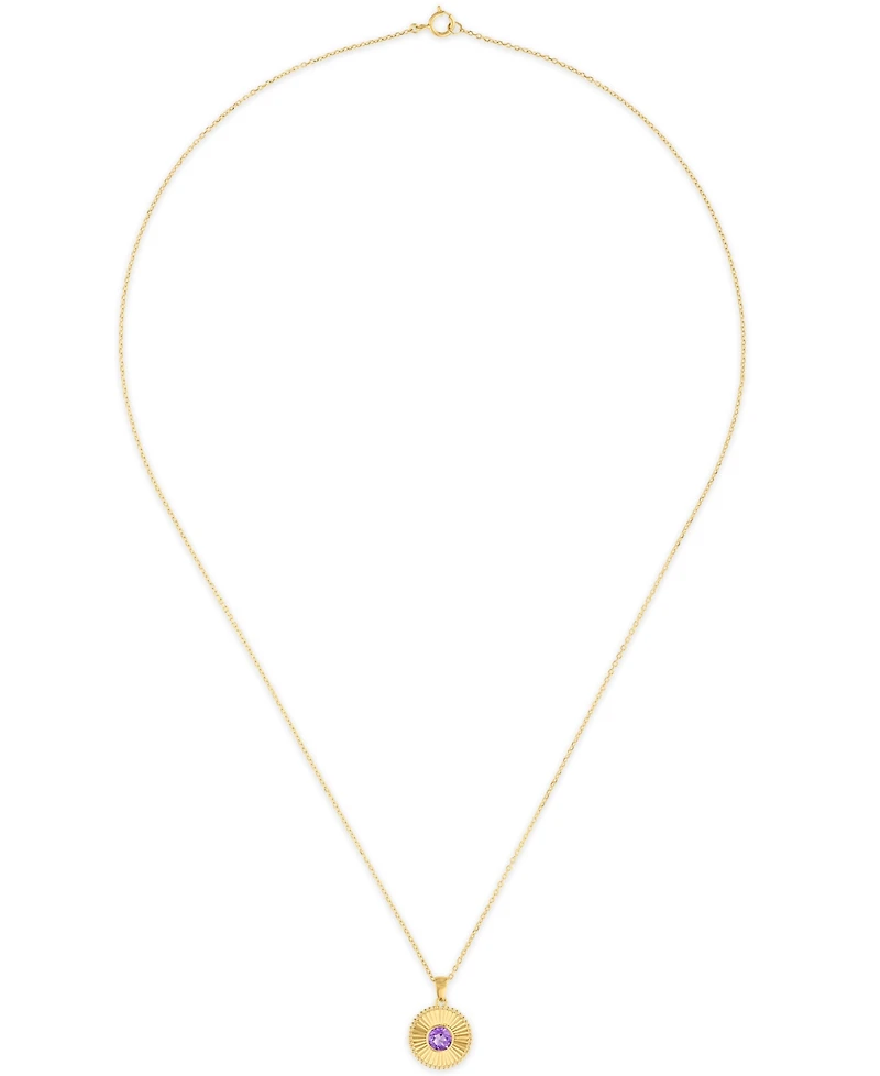Macy's Swiss Blue Topaz (3/8 ct. t.w.) Diamond Cut Round Pendant Necklace 14k Yellow Gold (Also Available Amethyst)