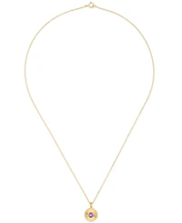 Macy's Swiss Blue Topaz (3/8 ct. t.w.) Diamond Cut Round Pendant Necklace 14k Yellow Gold (Also Available Amethyst)