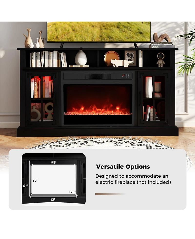 Gouun 58-Inch Rgb Led Tv Stand with Remote Control and Glass Doors