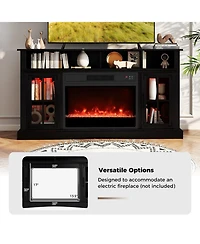 Gouun 58-Inch Rgb Led Tv Stand with Remote Control and Glass Doors