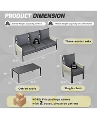 Aecojoy Aluminum Patio Furniture Set 5/4 Seats Outdoor Sectional Couch with Table