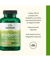 Swanson Probiotic, Digestive Health Supplement with 1 Billion Cfu per Capsule, Natural Formula, Bowel Regularity and Daily Wellness, 120 Capsules