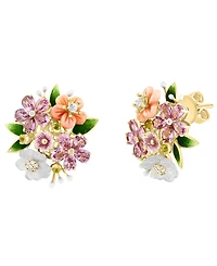 Lali Jewels Pink Mother of Pearl (1-2/5 ct. t.w.), Multi Gemstone (6.07 ct. t.w.) & Diamond (1/14 ct. t.w.) Stud Earrings in 14k Yellow Gold