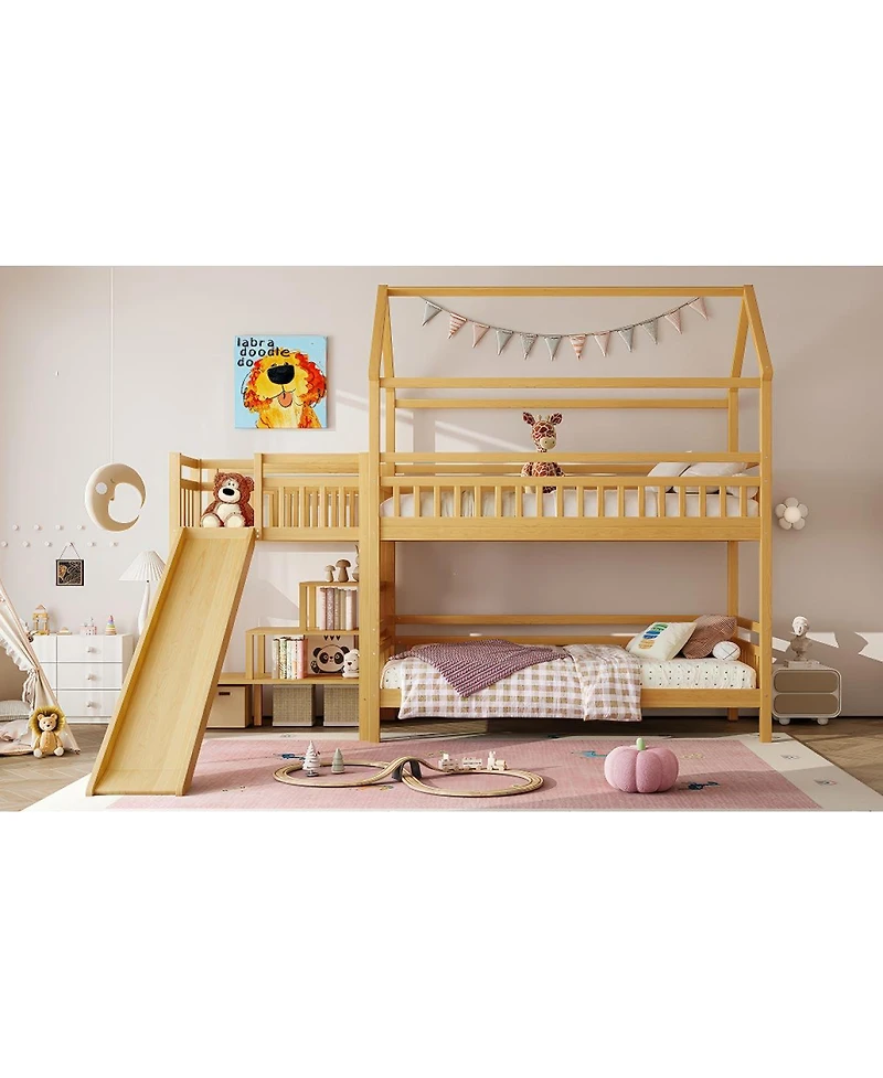 Streamdale Furniture Bunk Bed with Slide and Storage Stairs