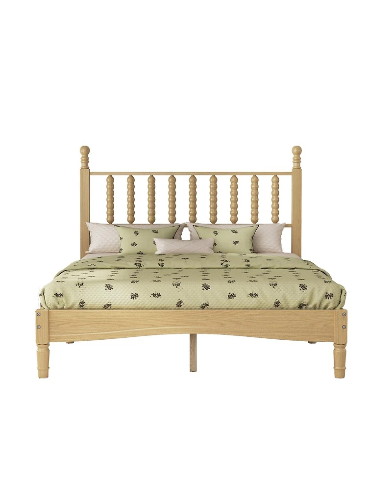 Streamdale Furniture Wood Platform Bed with Gourd Headboard