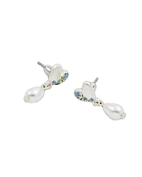 Fable England Forget-Me-Not Heart And Pearl Earrings Silver