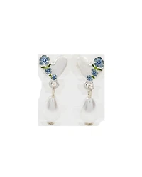 Fable England Forget-Me-Not Heart And Pearl Earrings Silver