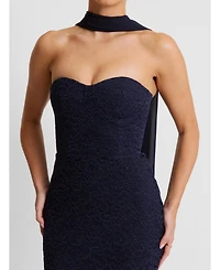 Six Stories Women's Lace Corset Maxi Dress With Neck Scarf