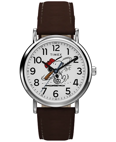 Timex Men's Quartz Analog Brown Leather Watch 38mm
