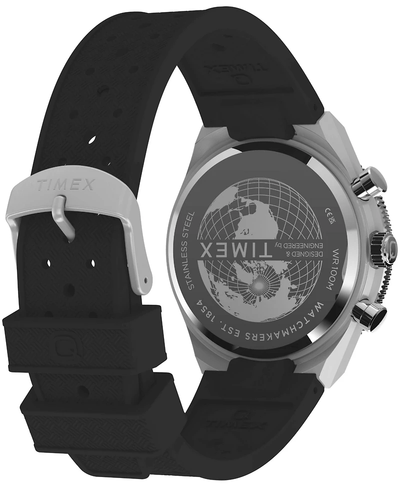 Timex Men's Quartz Chronograph Black Silicone Watch 40mm