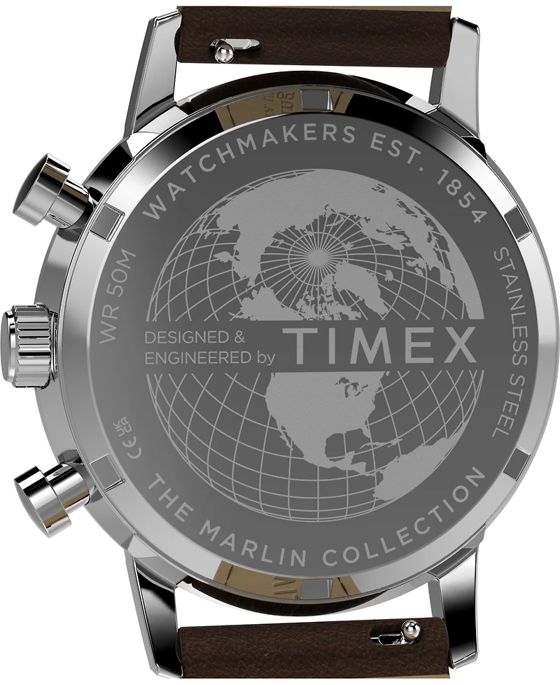 Timex Men's Quartz Chronograph Brown Leather Watch 40mm